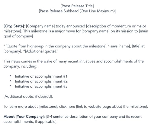 press release templates: dynamism or milestone